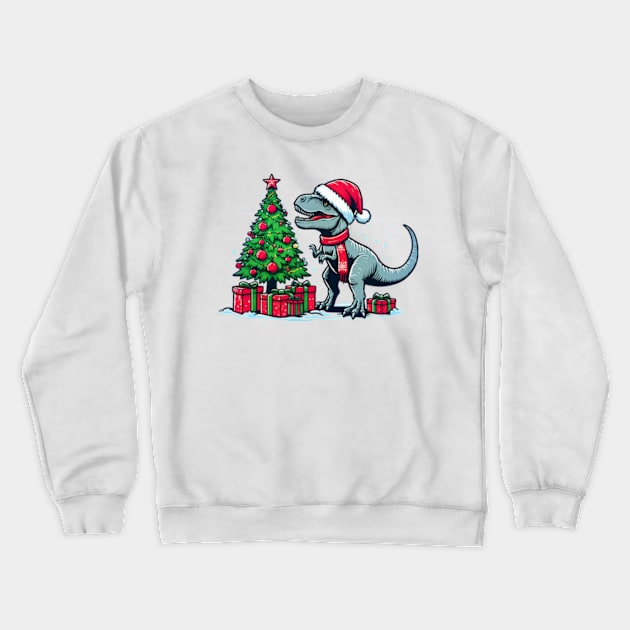 Christmas T-Rex Crewneck Sweatshirt by ArtFactoryAI